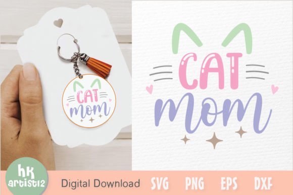 Cat Mom Keychain SVG: Graphics for Crafts