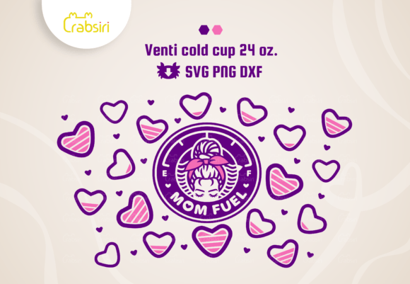 Hearts Messy Bun Hair Bow Mom Fuel SVG for Crafts & Graphics