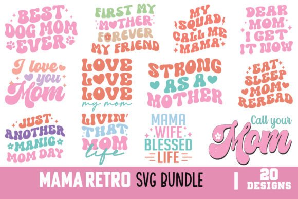 Mama Mom Retro SVG Bundle: Graphics for Crafts
