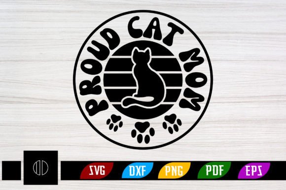 Proud Cat Mom Retro SVG: Graphics for Crafts